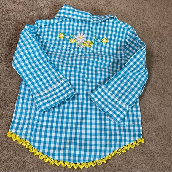 Wrangler Infant Girl Gingham Plaid Embroidered Top - Picture 2 of 3